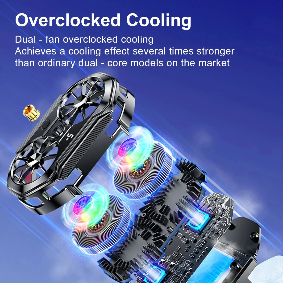 Semiconductor Dual Fan Phone Cooler for Gaming & Streaming