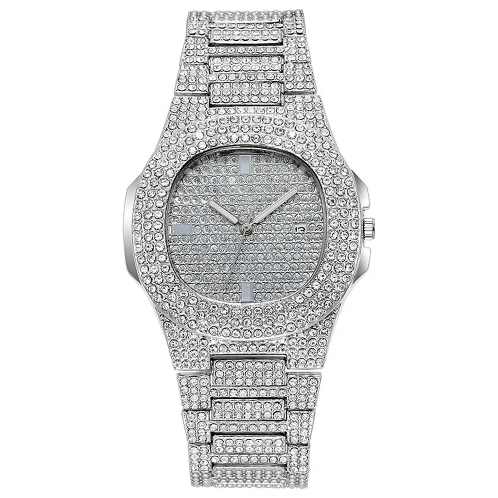 Hip Hop Rhinestone Quartz Watch Men Women Diamond Dial