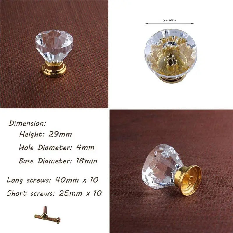 30-Pack Crystal Diamond Cabinet Knobs – Zinc Alloy Drawer Handles