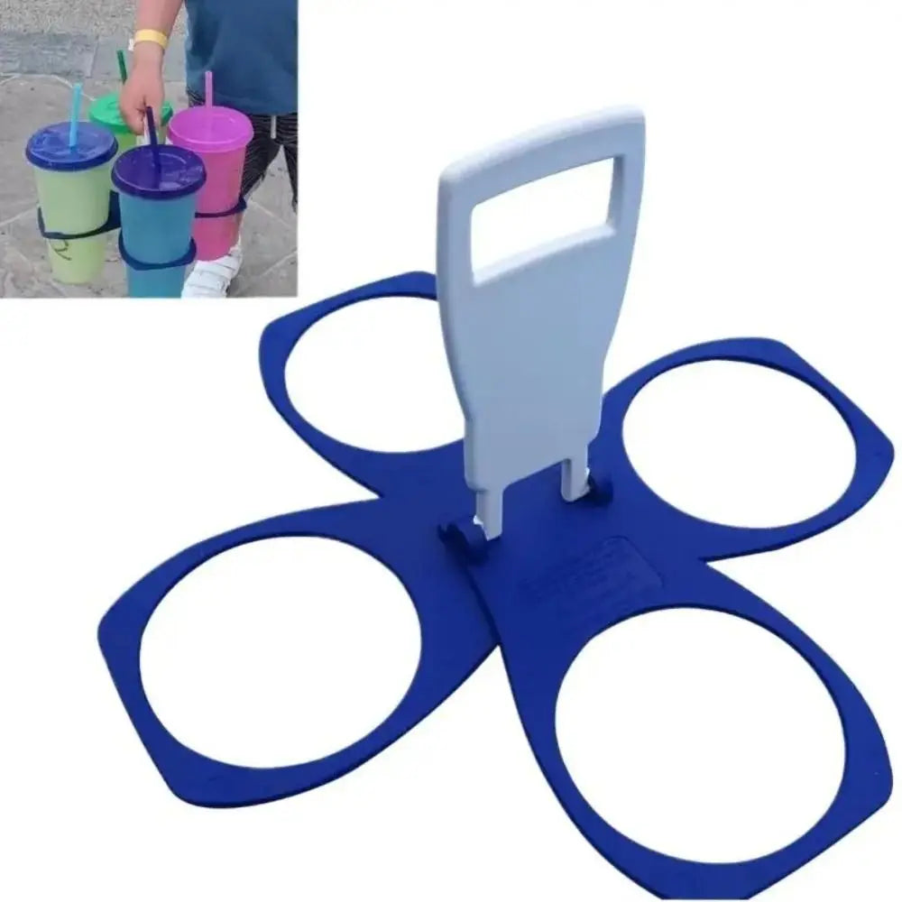 Foldable 4-Cup Rotating Carousel Carrier for Camping & Picnics