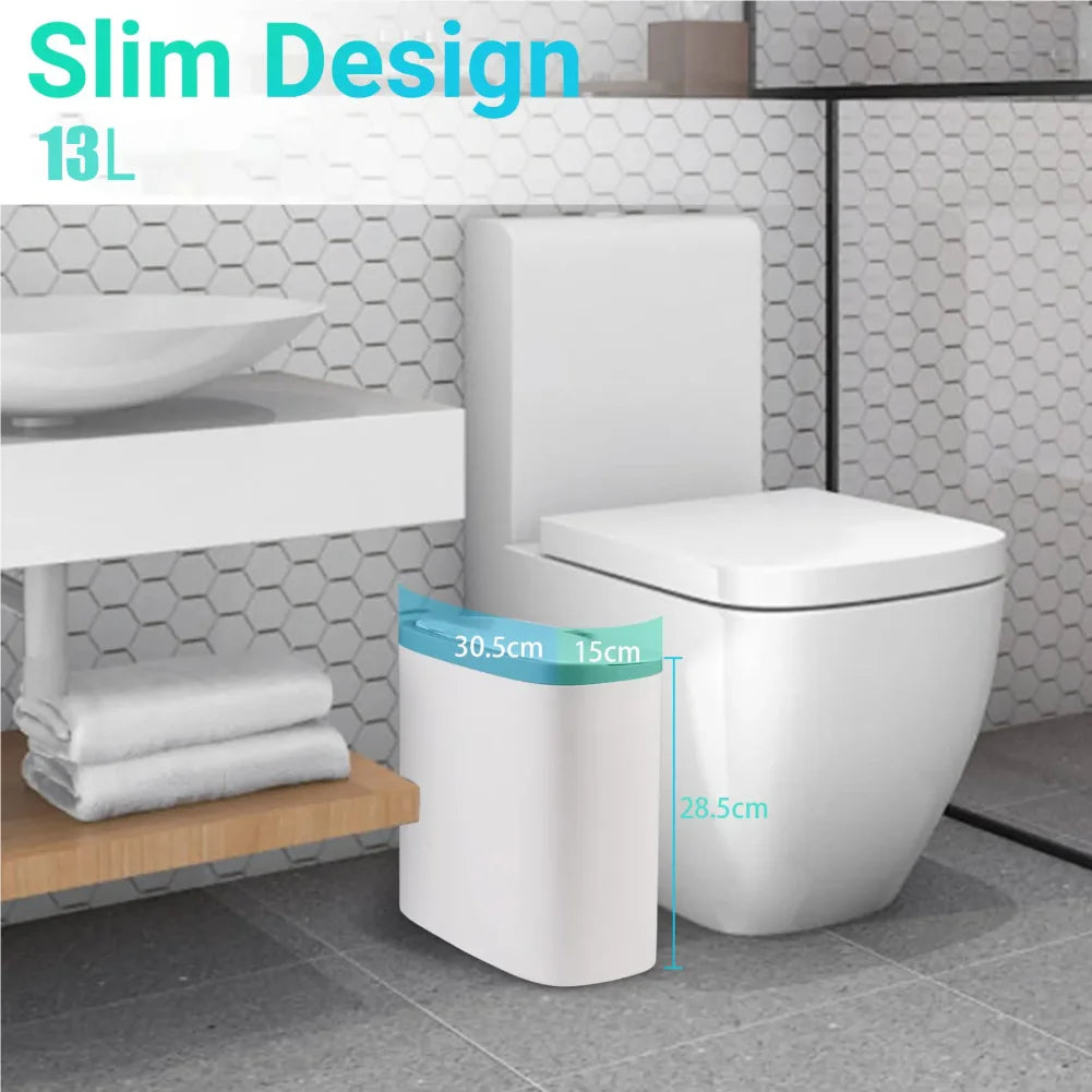 Touchless Motion Sensor Trash Can – Slim Waterproof Bin