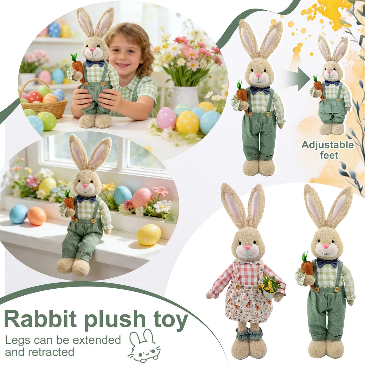 18–25" Woven Straw Easter Bunny Yard & Home Sculpture