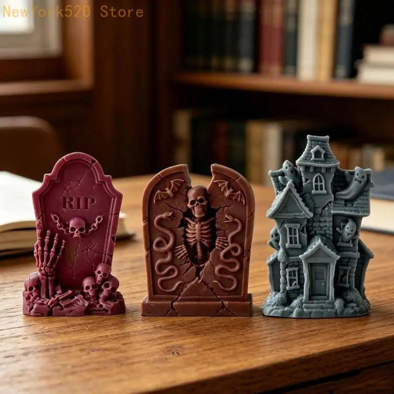 Halloween Silicone Mould Set – Tombstone & Skull Designs