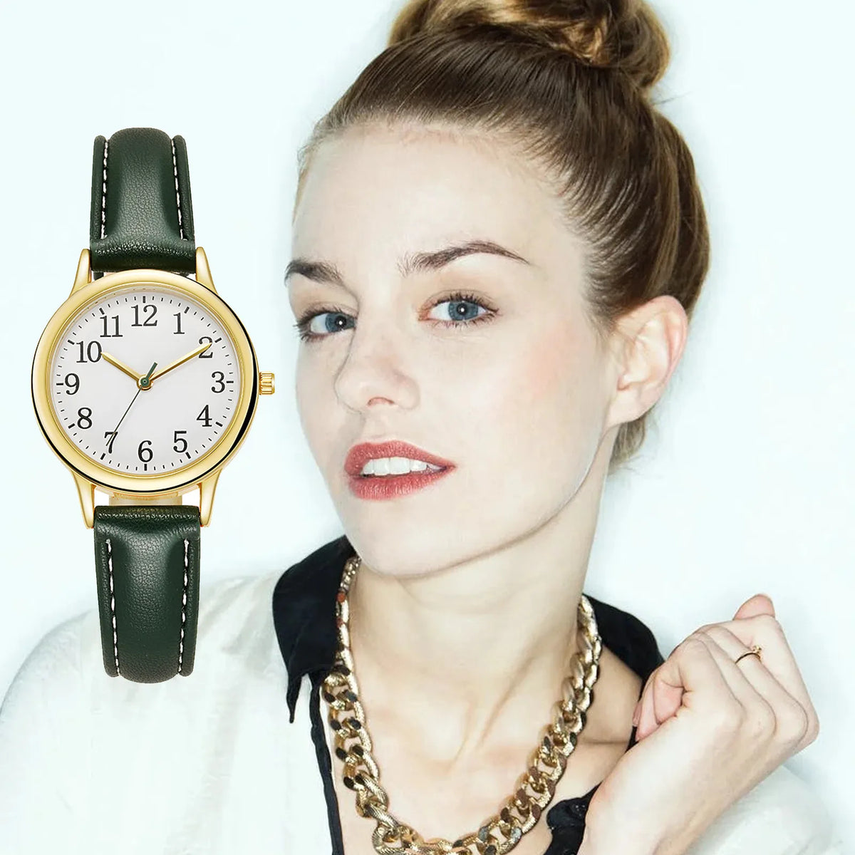 Women's Japan Movement Quartz Watch Leather Strap Arabic Dial