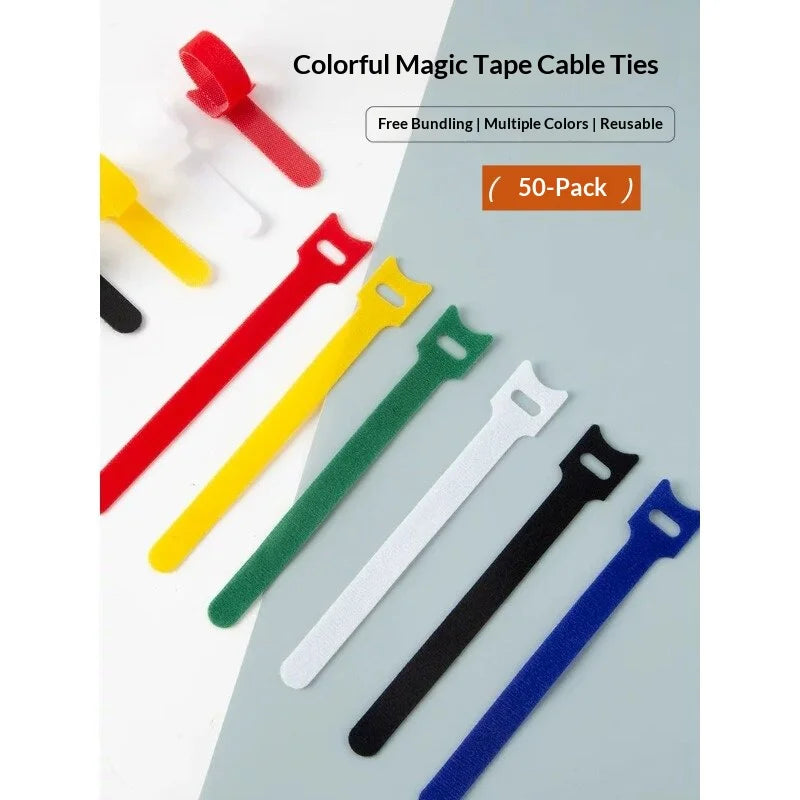 Multicolor Reusable Hook & Loop Cable Ties | Wire Organizer