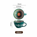 15oz Boho Hand-Painted Ceramic Mug | Microwave Safe