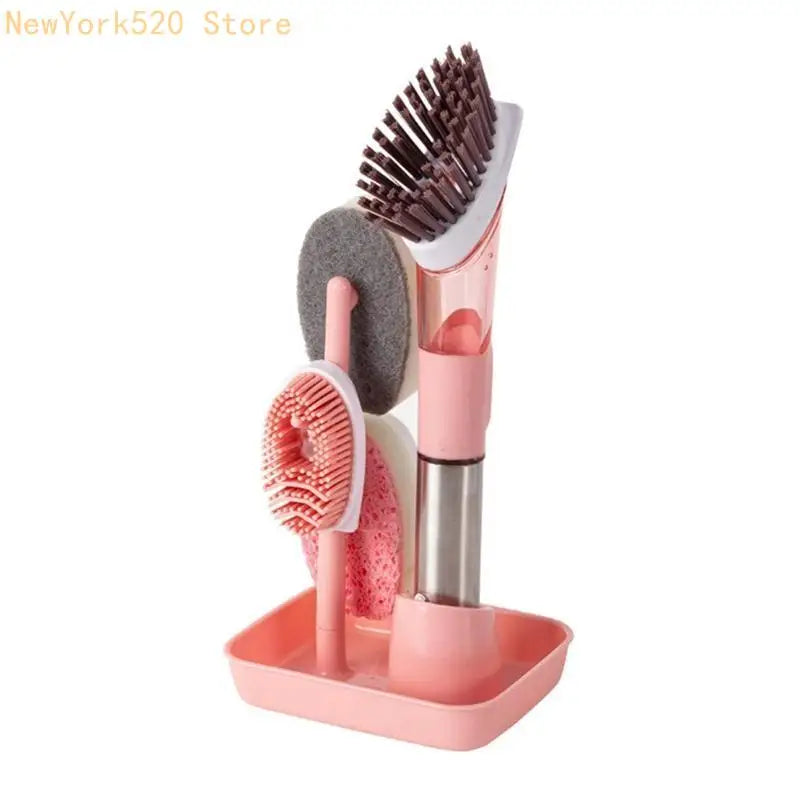 Soap Dispensing Dish Brush Set – 4 Replacement Heads