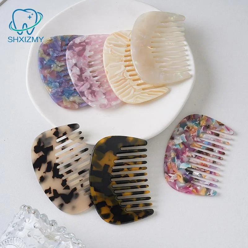 Marbled Cellulose Acetate Wide Tooth Comb – Anti-Static