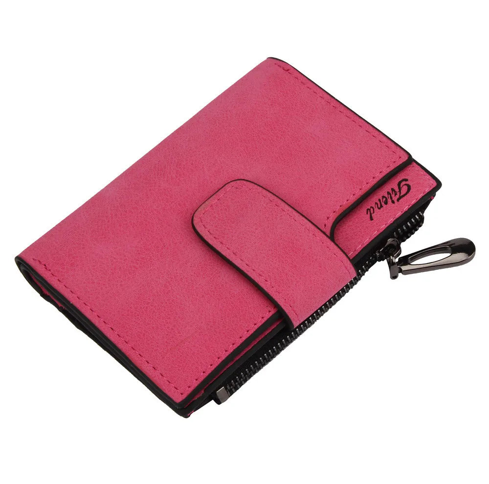 Women's Bifold Wallet Compact Card Holder with Clear Window