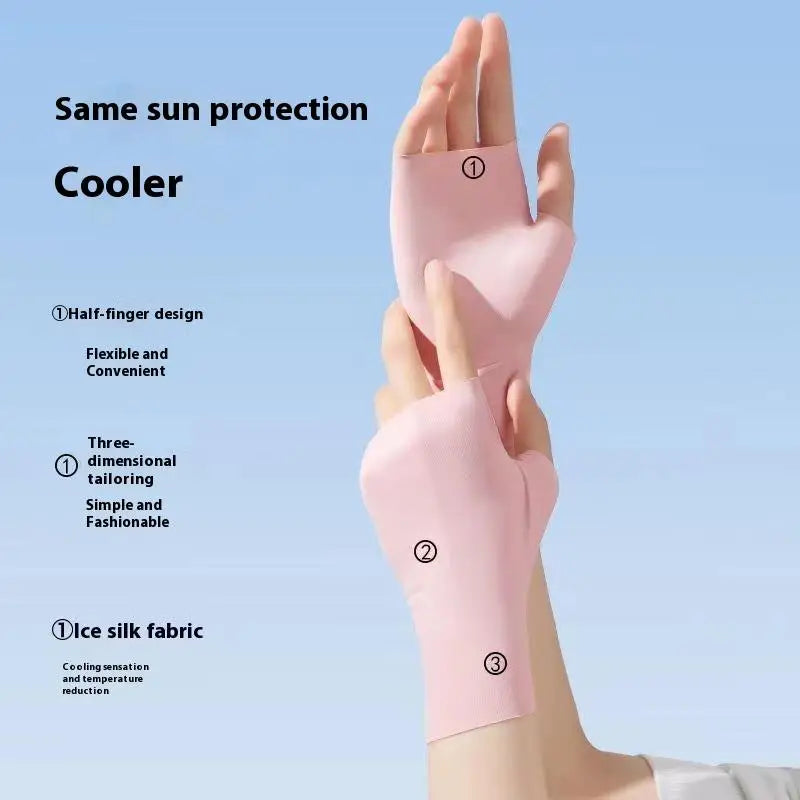 UV Protection Fingerless Gloves – Ice Silk Nail Art Sun Care