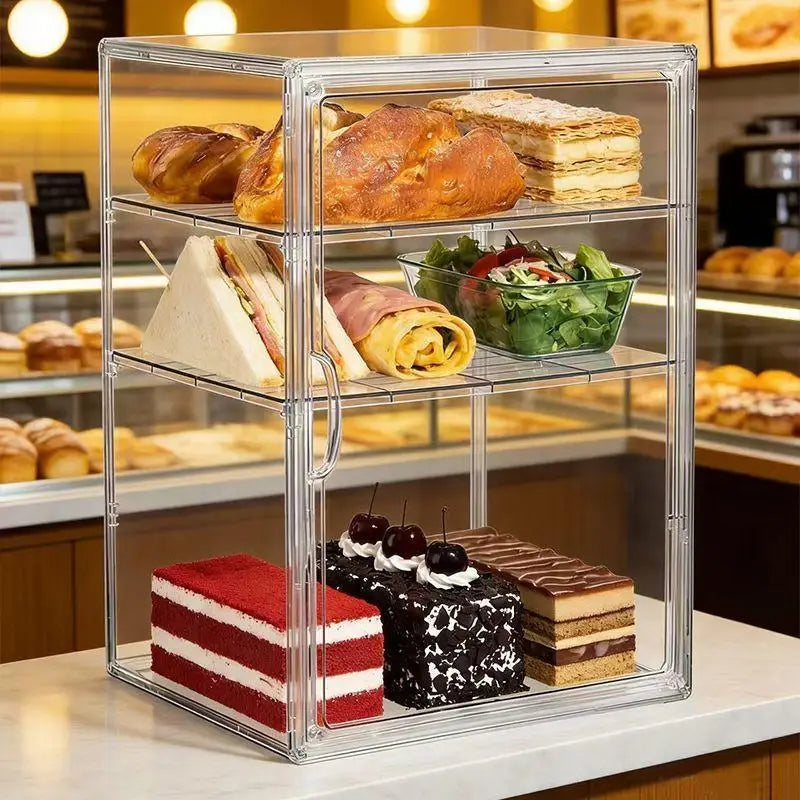 Stackable Clear Bread Display Case 1–4 Tier Dustproof Food Storage