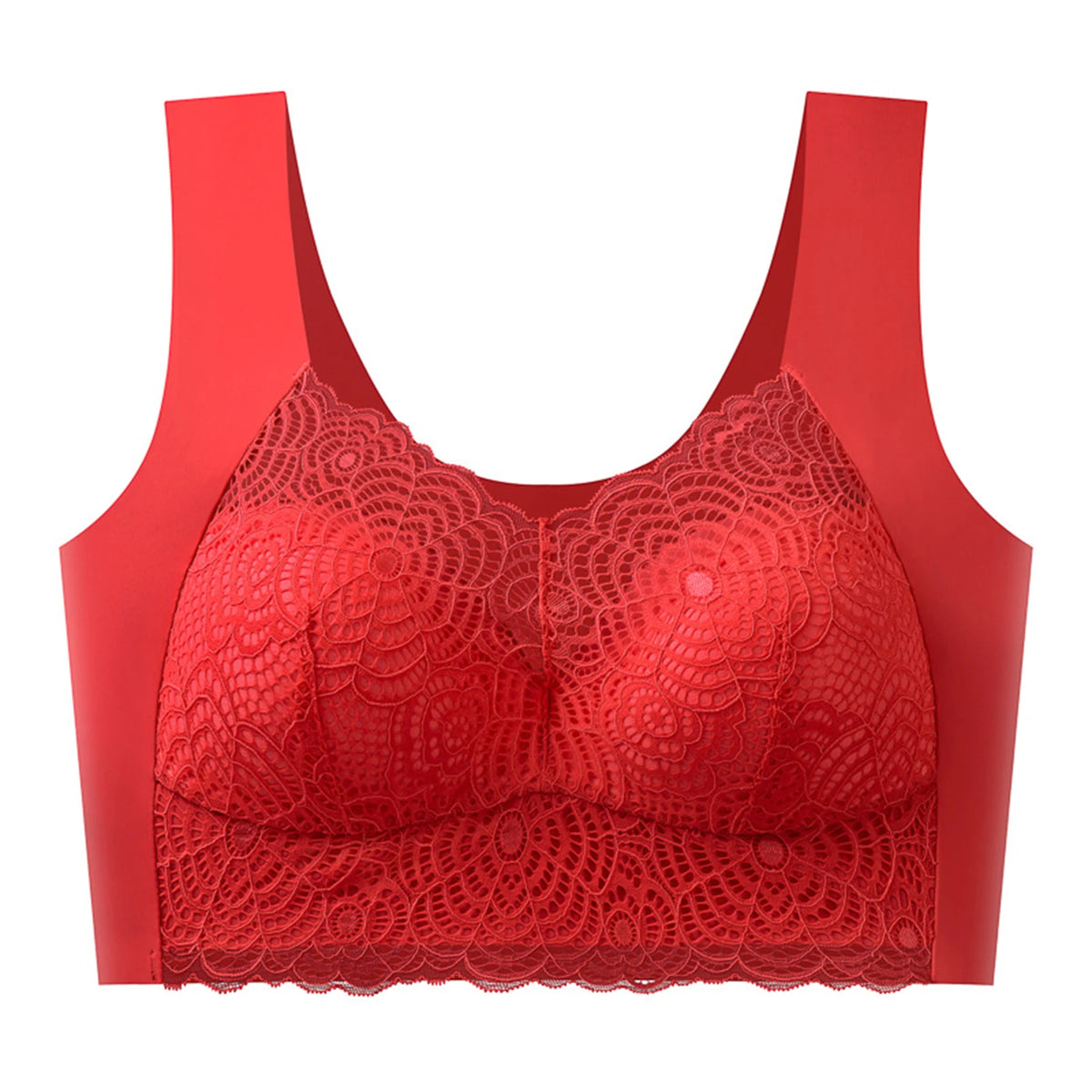Women's Seamless Wireless Lace Bra – Wire-Free Half Cup Support