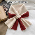 Korean Knitted Scarf for Women – Patchwork Winter Wrap