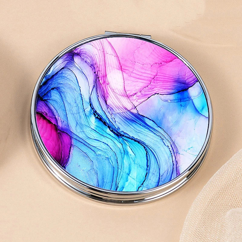 Vintage Stripe Mini Compact Makeup Mirror – Magnifying Portable