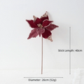 26CM Wine Red Glitter Artificial Poinsettia Flower | Christmas Decor