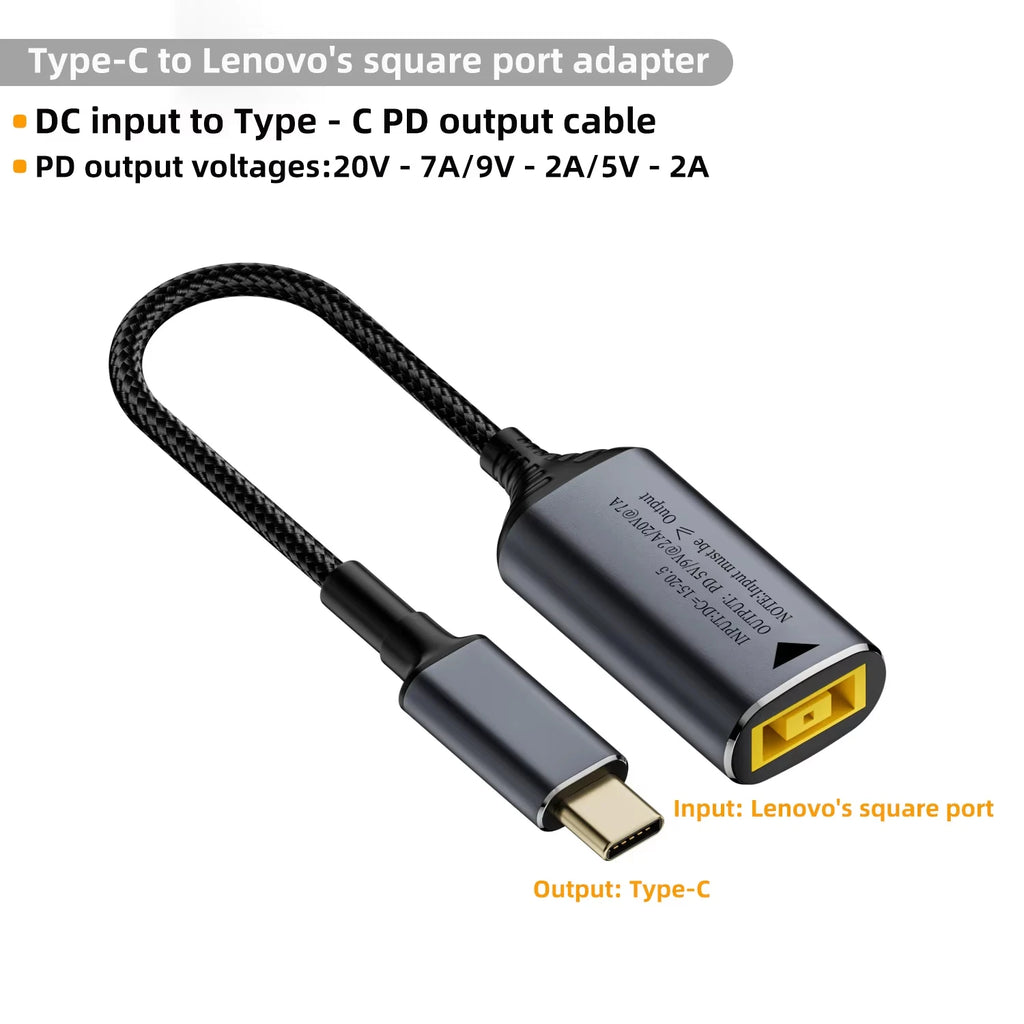 140W DC Square Plug to USB-C PD Fast Charging Cable
