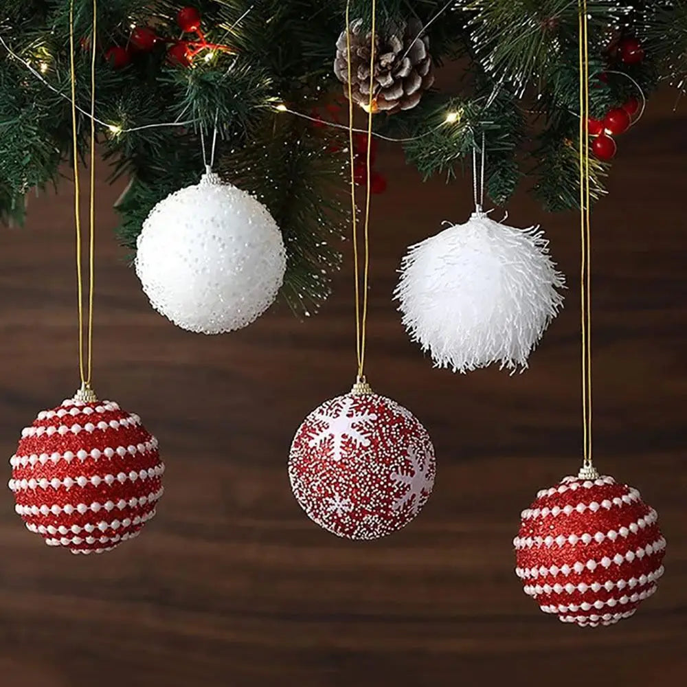 12-Pack 7cm Glitter Snowflake Christmas Tree Hanging Balls