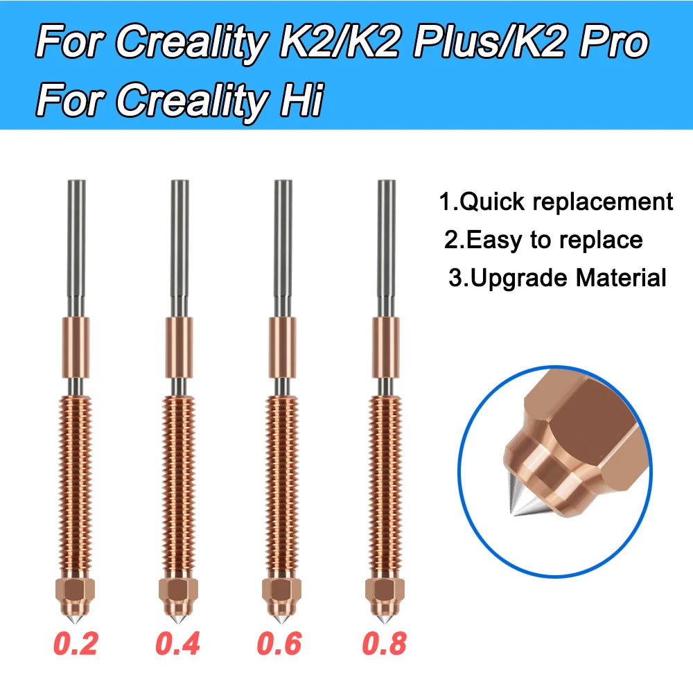 Unicorn Hardened Steel Nozzle for Creality K2/K2 Plus/K2 Pro
