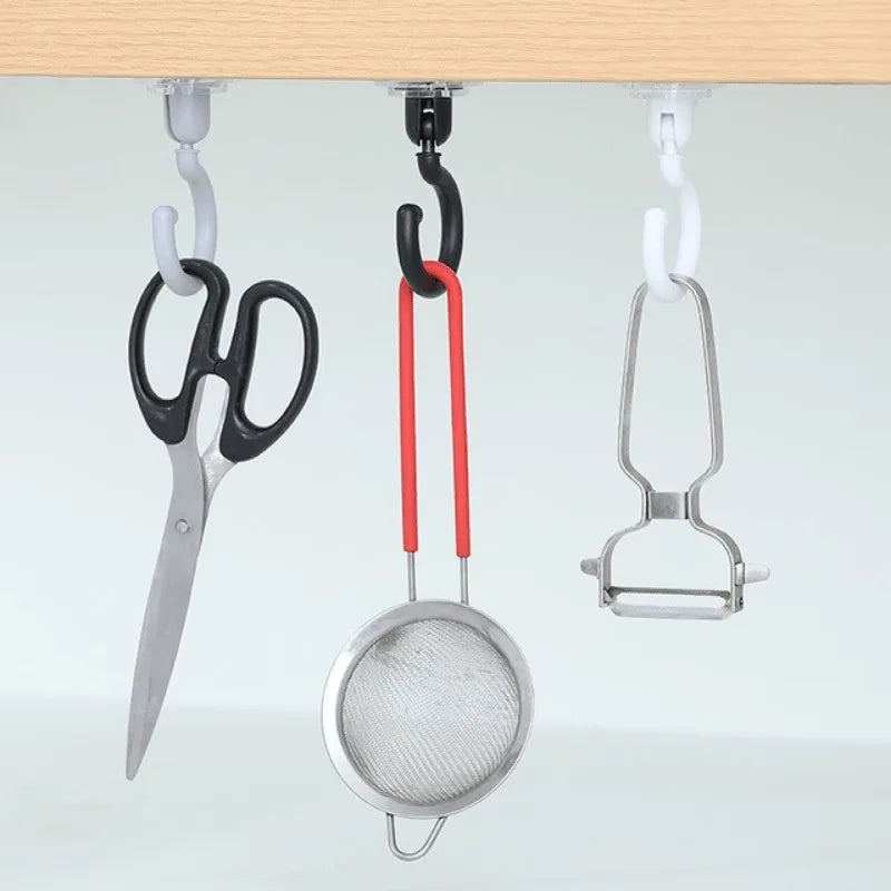 2-Pack 360° Rotatable Self-Adhesive Ceiling & Wall Hooks