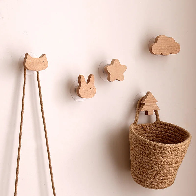 Wooden Heart Shaped Wall Hooks – Adhesive & Screw Mount
