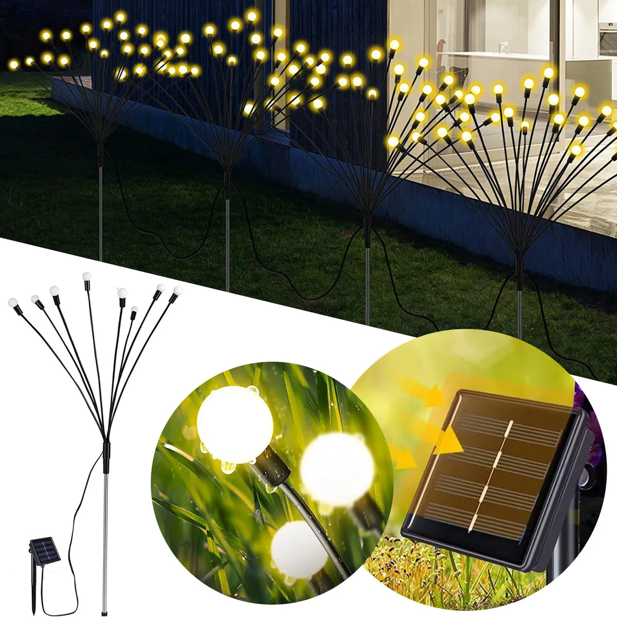 Solar Firework Stake Garden Lights – Waterproof Warm White LED