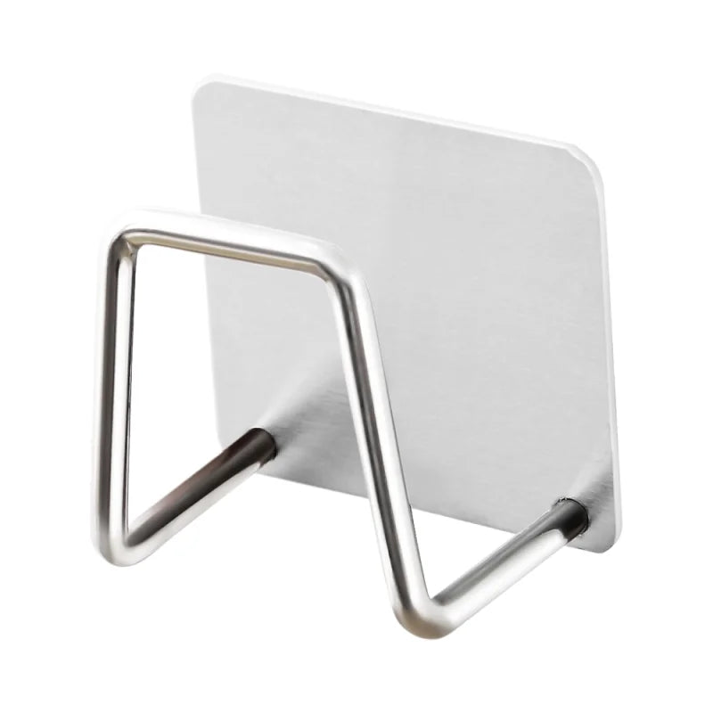 Self-Adhesive Stainless Steel Sink Sponge Rack & Hook