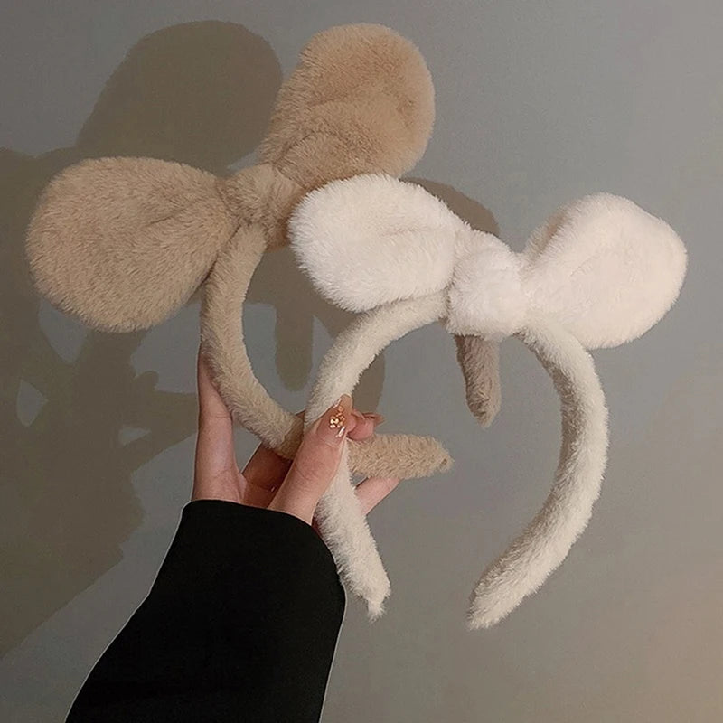 Rabbit Ear Plush Headband for Women – Cute Hair Hoop