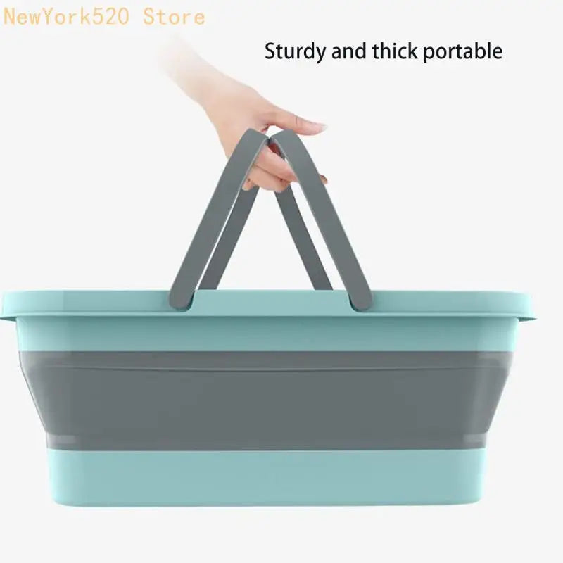 Rectangular Foldable Bucket with Double Carry Handle | Portable
