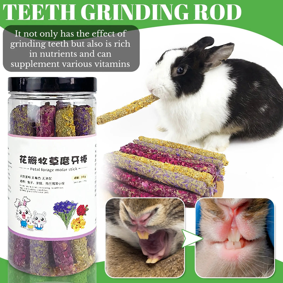 Natural Petal Grass Chew Sticks for Rabbits & Hamsters