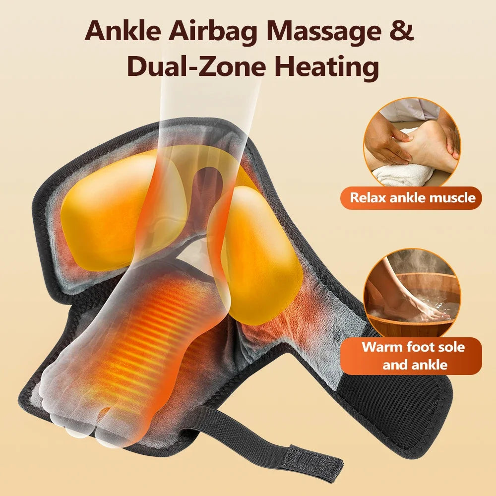 Hailicare Air Compression Ankle Massager with Dual Heat Pads