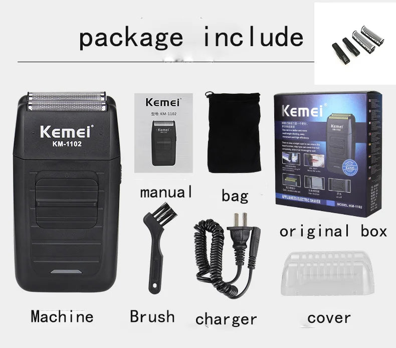 Kemei KM-1102 Electric Foil Shaver – Men's Rechargeable Razor