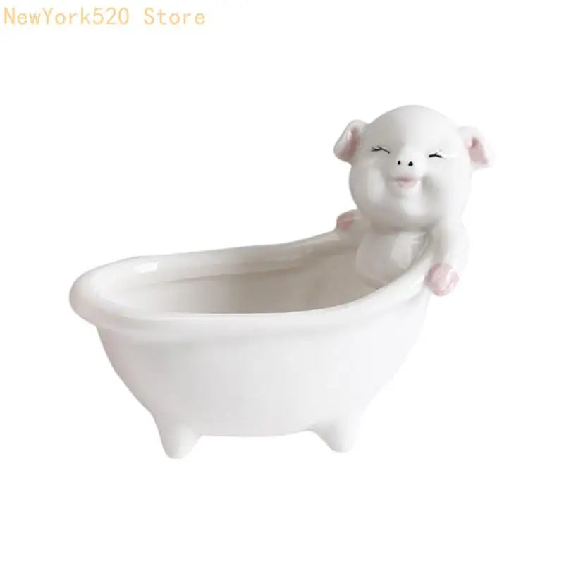 Handmade Mini Cartoon Ceramic Planter – Pig & Bear Pot Gift