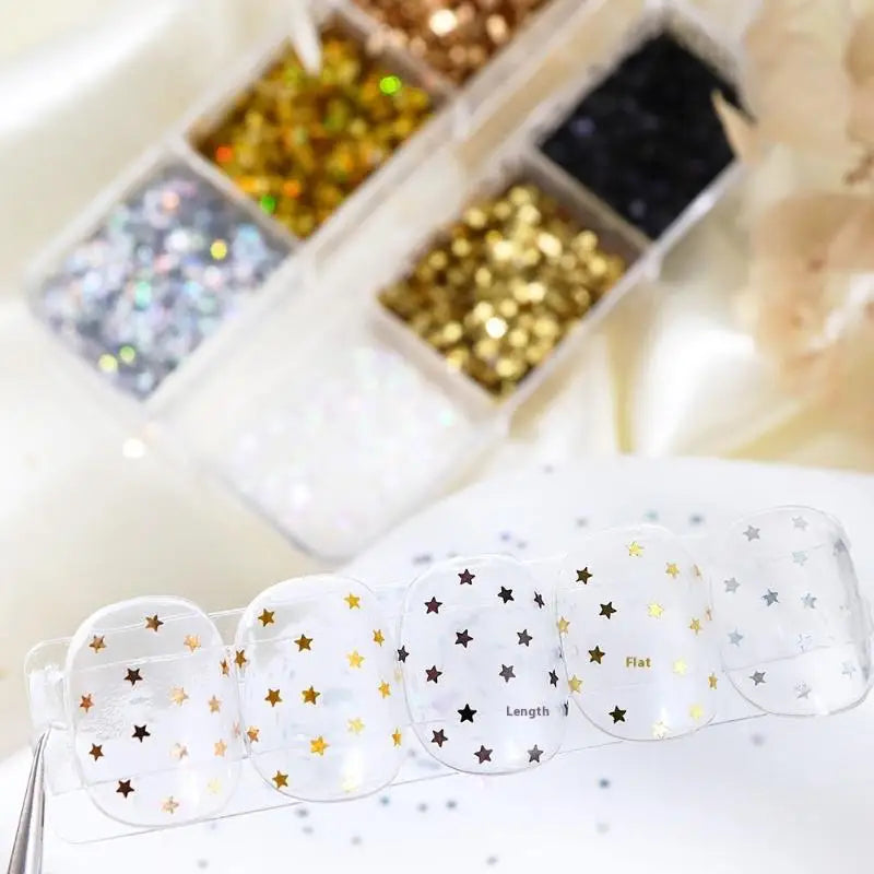 1mm Star Nail Glitter – 6-Color Sparkling Pentagram Nail Art