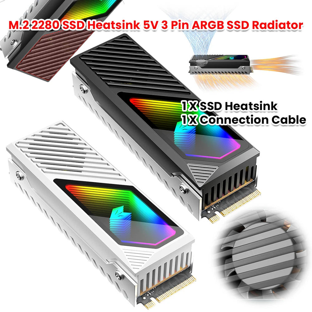ALLOYSEED M.2 2280 SSD Heatsink with ARGB Fan | Aluminum Cooler
