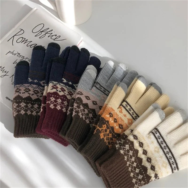 Winter Touch Screen Knit Gloves – Unisex Warm Full Finger