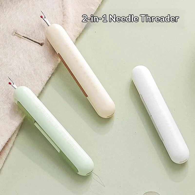 2-in-1 Retractable Seam Ripper & Needle Threader Sewing Tool