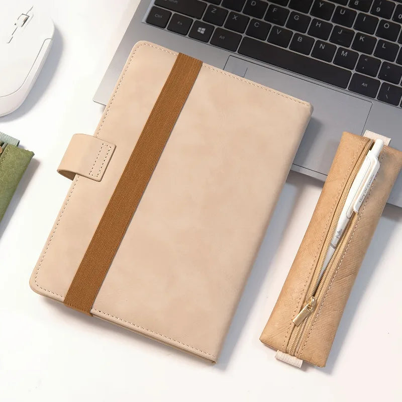 Minimalist PU Leather Pencil Case Zippered Pouch | Office & Travel