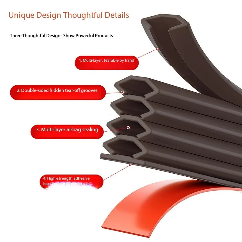 Door Draft Stopper Self-Adhesive PVC Soundproof Weatherstrip