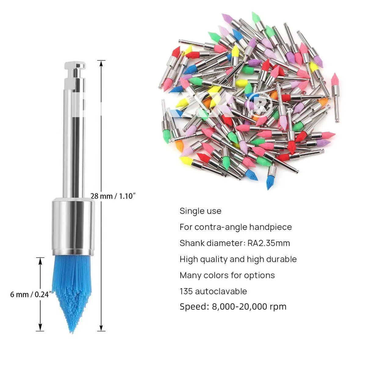 Disposable Pointed Polishing Brushes – Soft Nylon, 50–300 Pcs