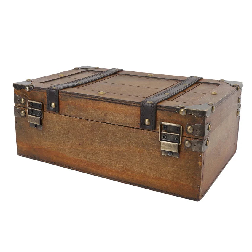 Vintage Wooden Treasure Chest – Jewelry & Storage Trunk