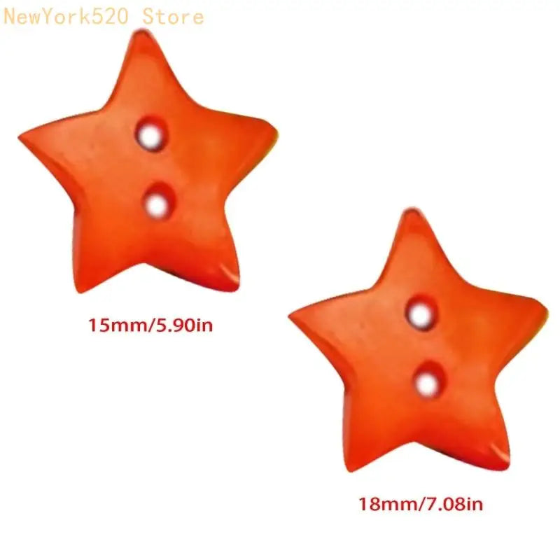 200Pcs Colorful Star Plastic Buttons 2-Hole for Sewing & Crafts