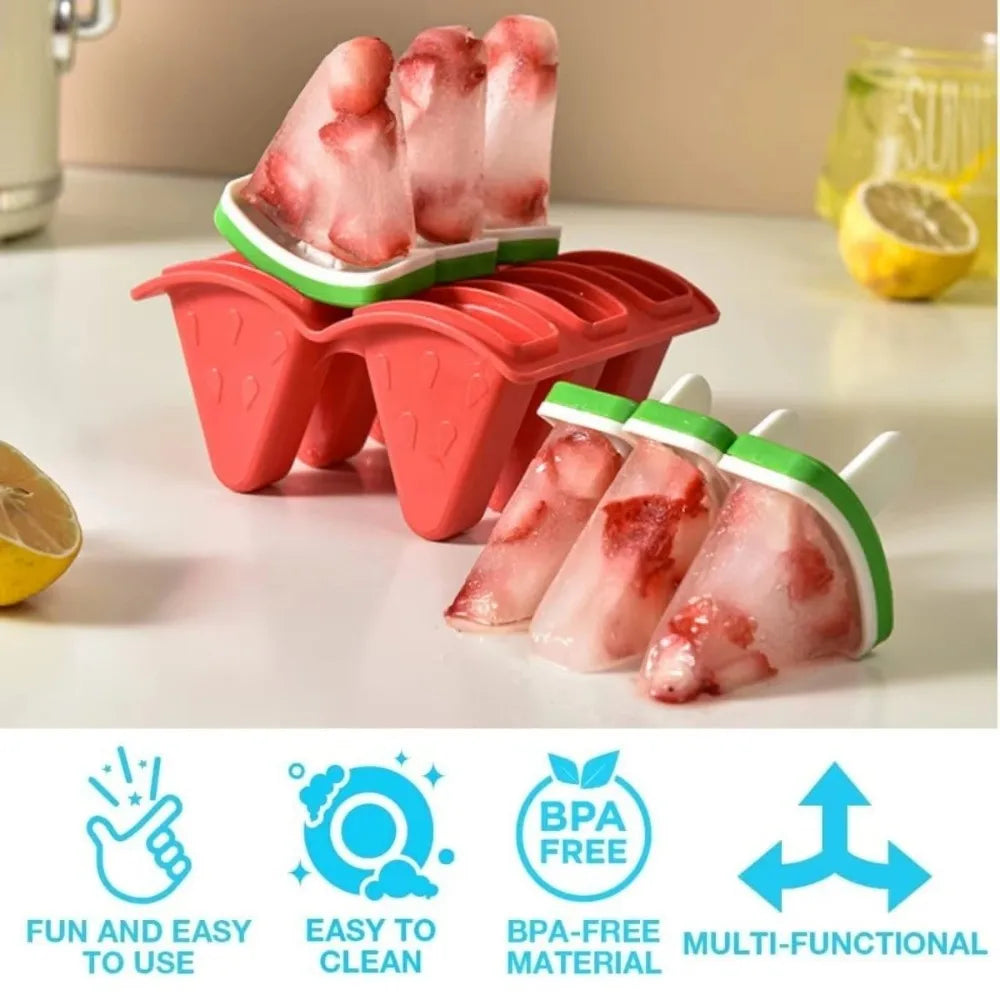 Watermelon Popsicle Molds 4/6 Grid Reusable Food-Grade DIY