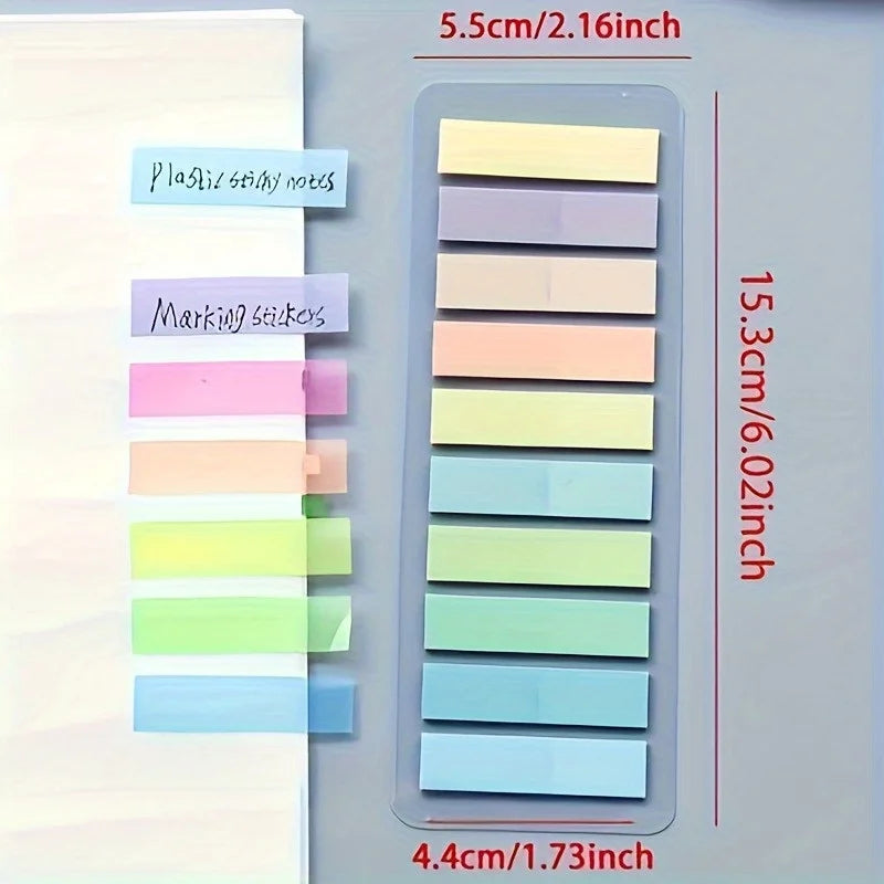 200Pcs Transparent PET Sticky Notes Morandi Color Markers