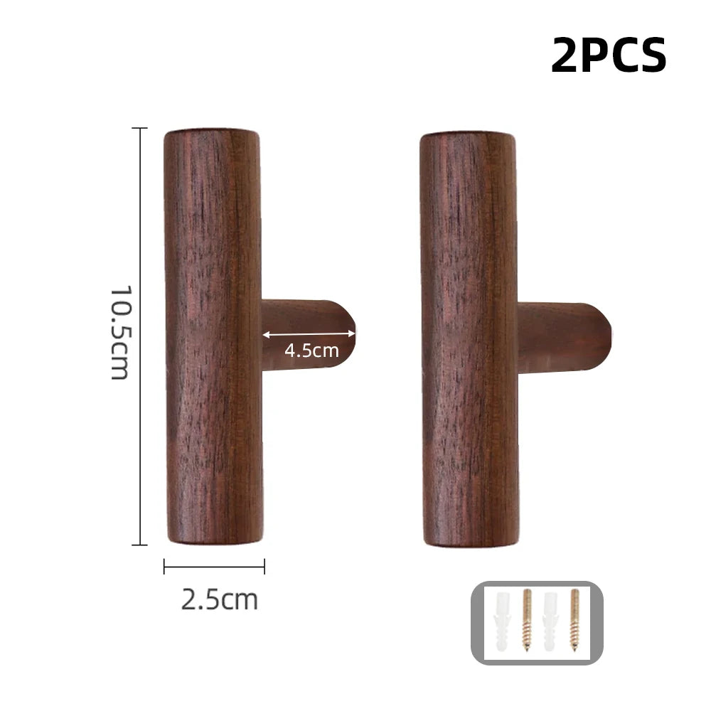 Walnut Wood Wall Hook Rack – Handmade Coat & Hat Hooks