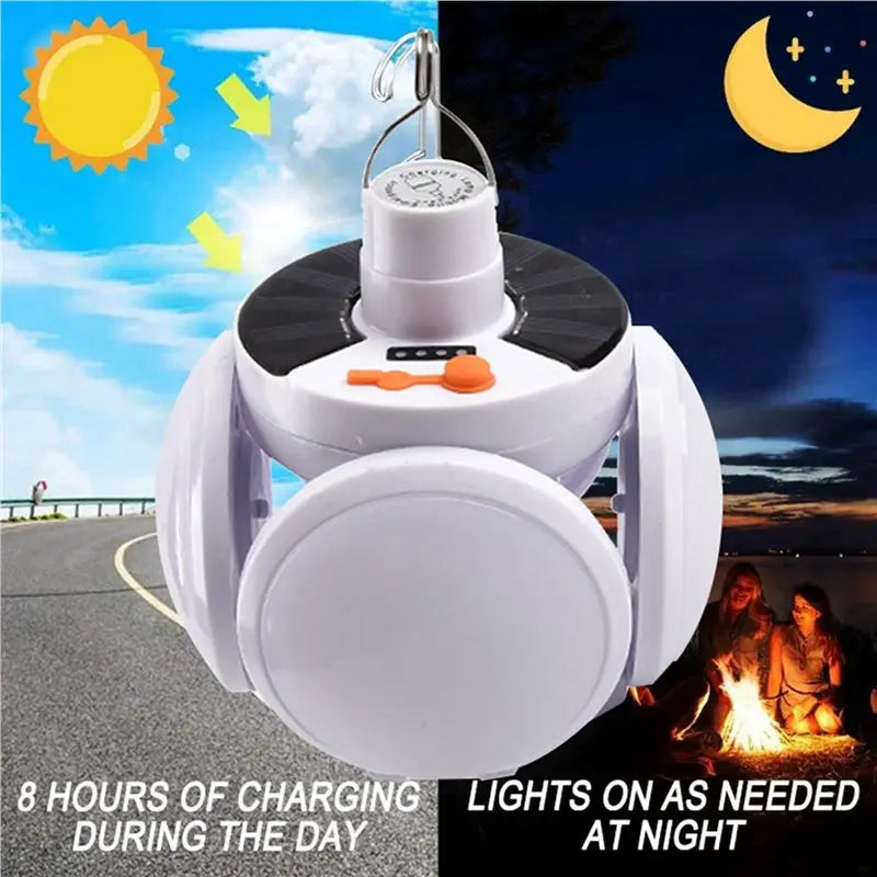 Solar Foldable LED Camping Lantern USB Rechargeable 2-Pack