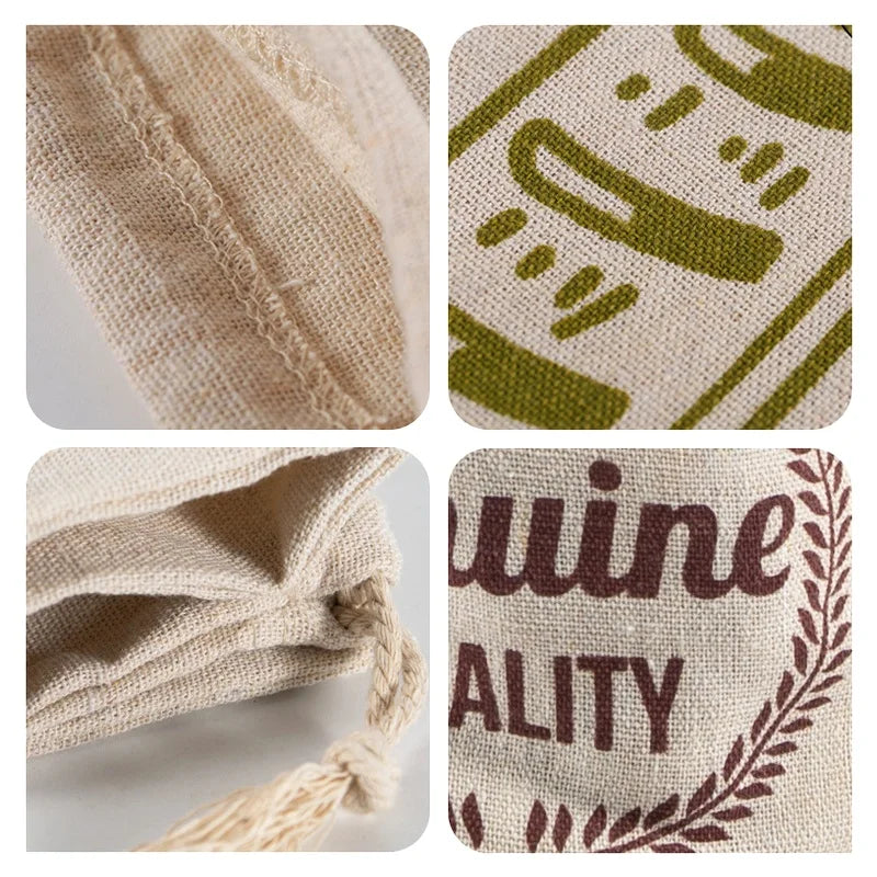 Reusable Linen Bread Bags with Drawstring | Natural Storage