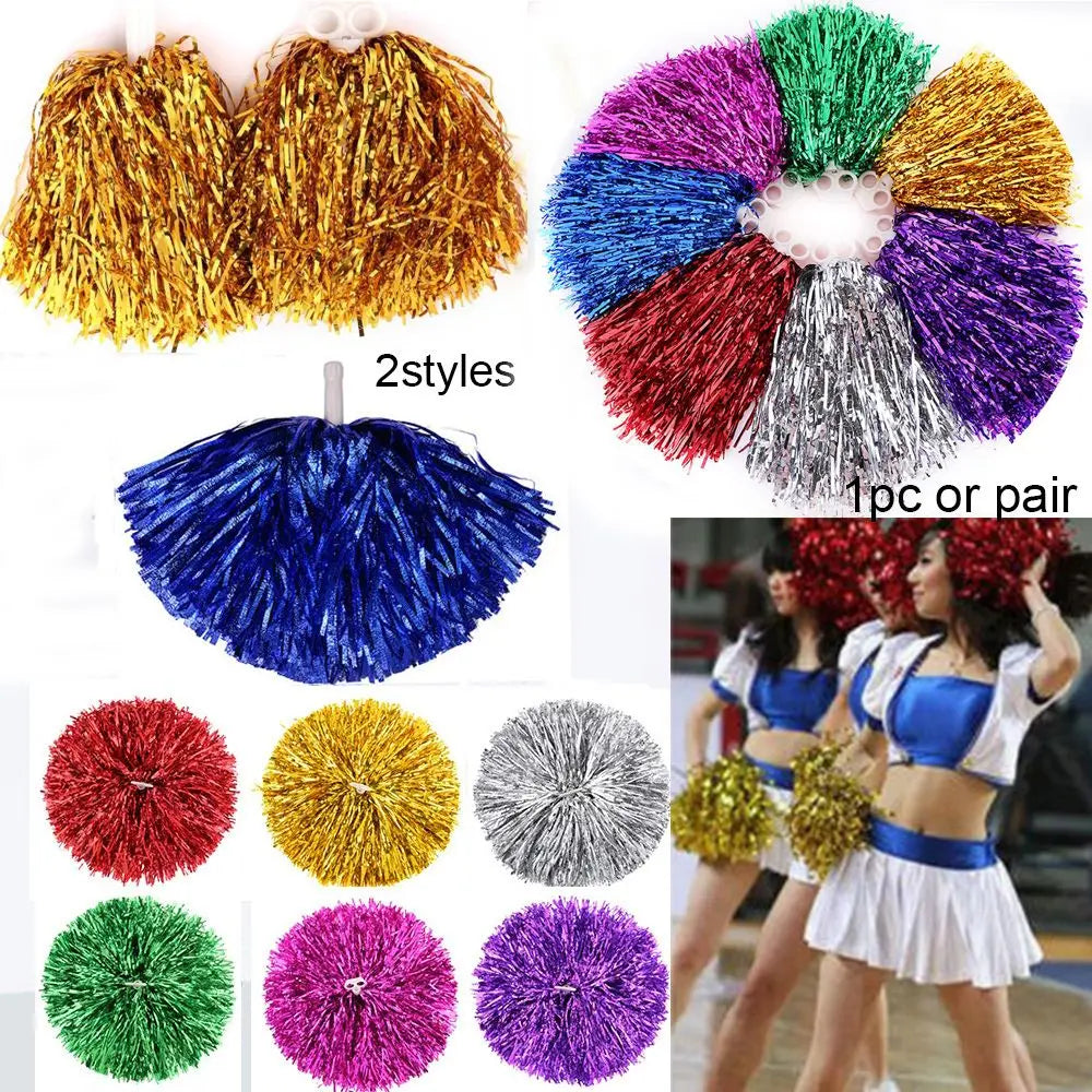 Cheerleader Pompoms Metallic Streamer Dance & Competition