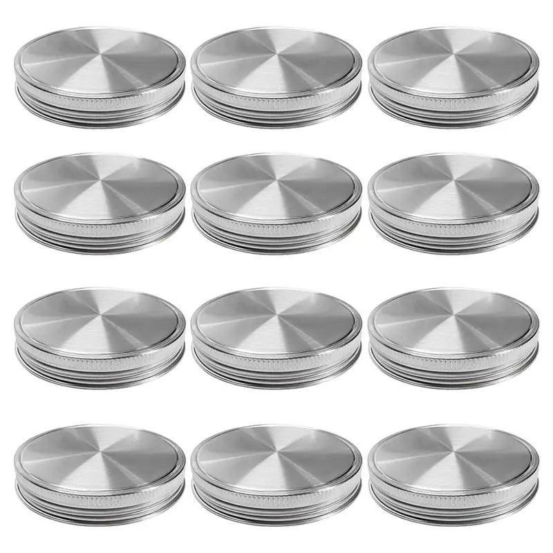 Stainless Steel Wide Mouth Mason Jar Lids 12-Pack | 86mm Silicone