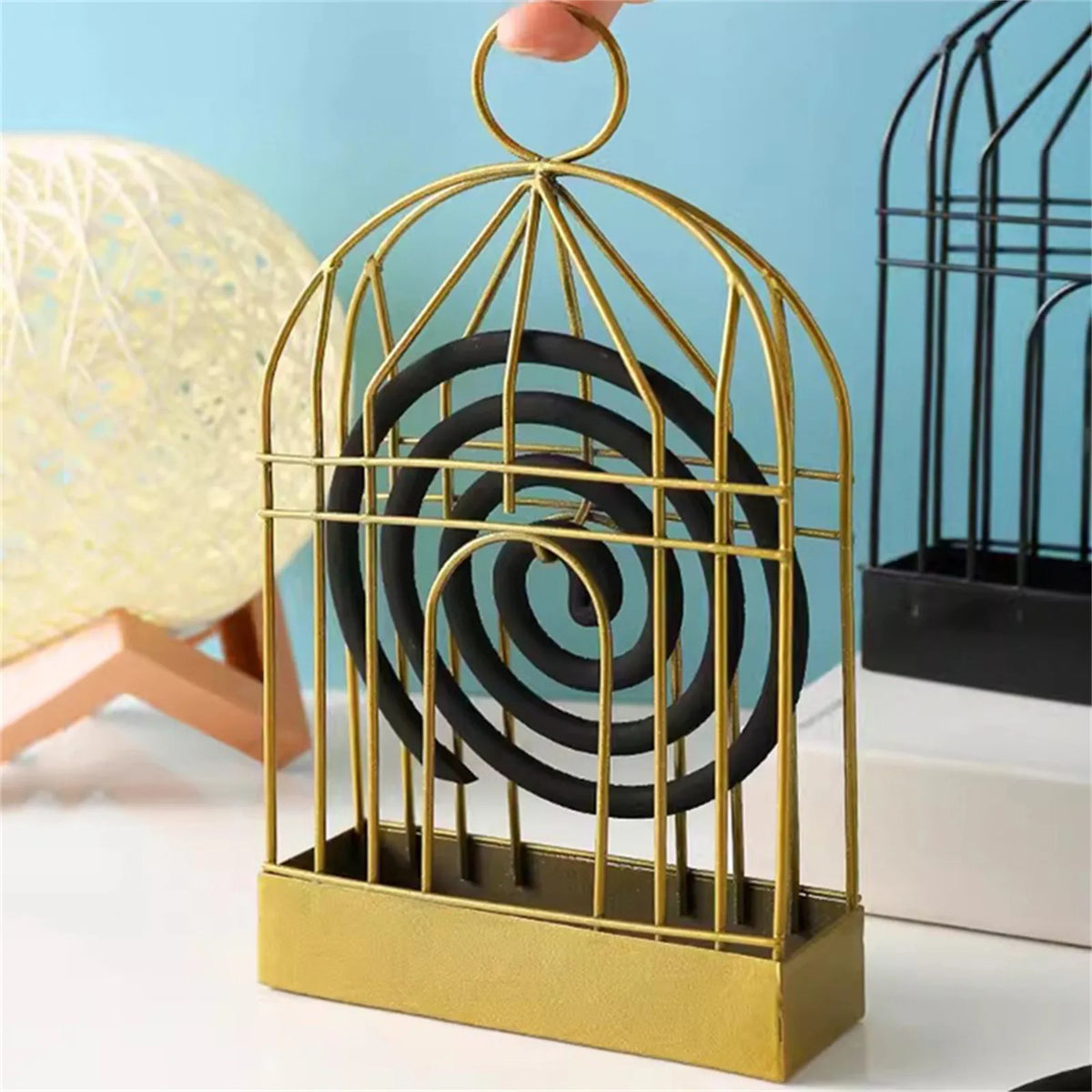 Vintage Wrought Iron Mosquito Coil Holder – Birdcage Design