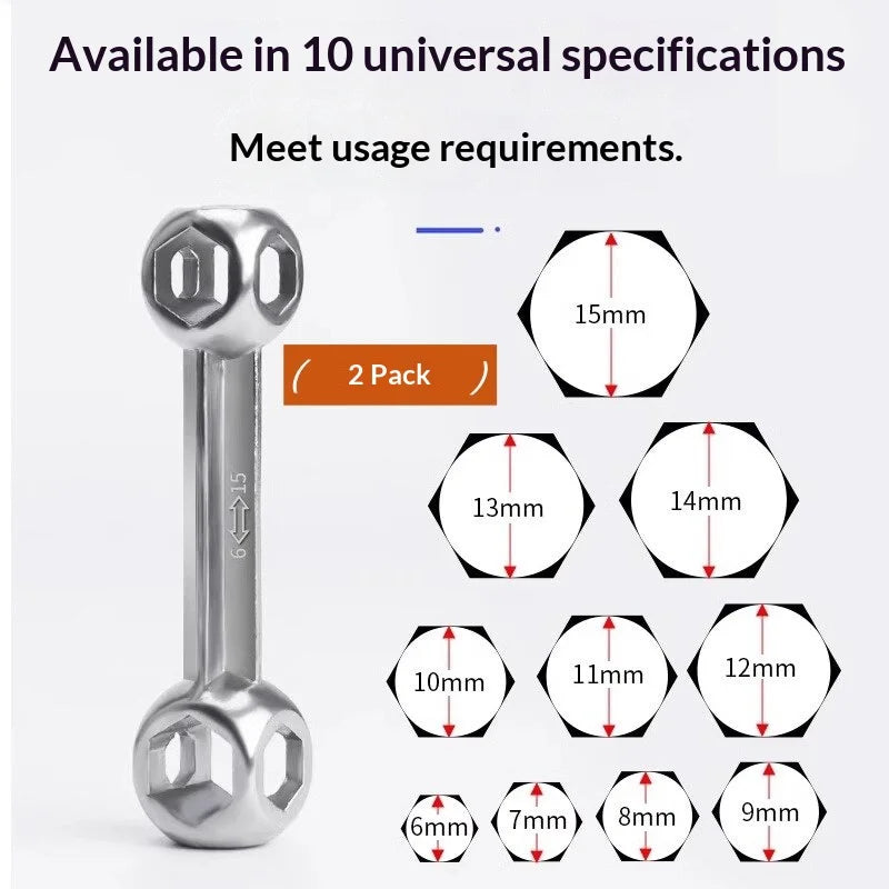 10-in-1 Bone Wrench Hex Socket Spanner | Multi-Size Tool